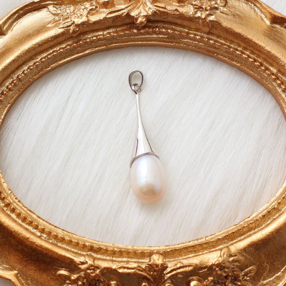 Teardrop Pearl Pendant Fresh Water Pearl Necklace Sterling Silver Pearl Necklace